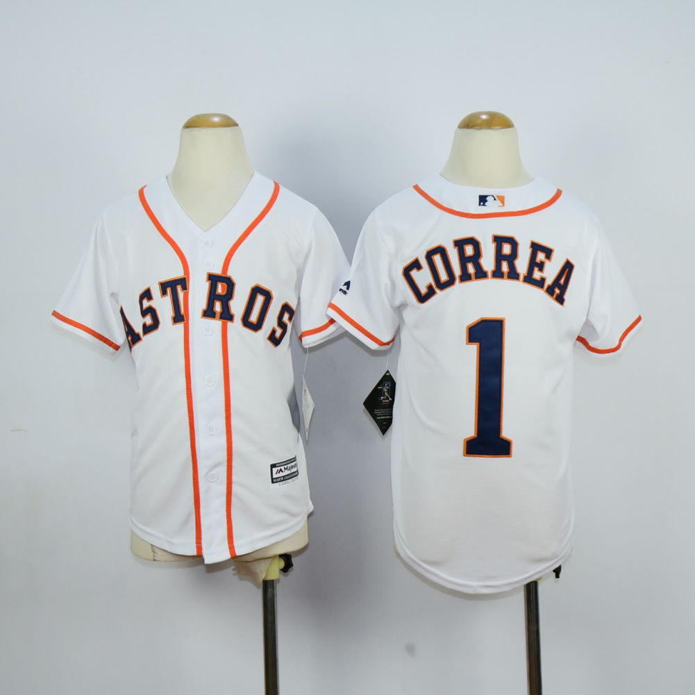 Youth Houston Astros #1 Correa White MLB Jerseys